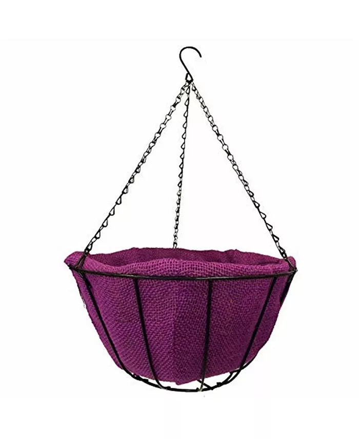 Gardener's Select Hanging Basket with Jute Coco Liner， Lavender - 14in - Intensery