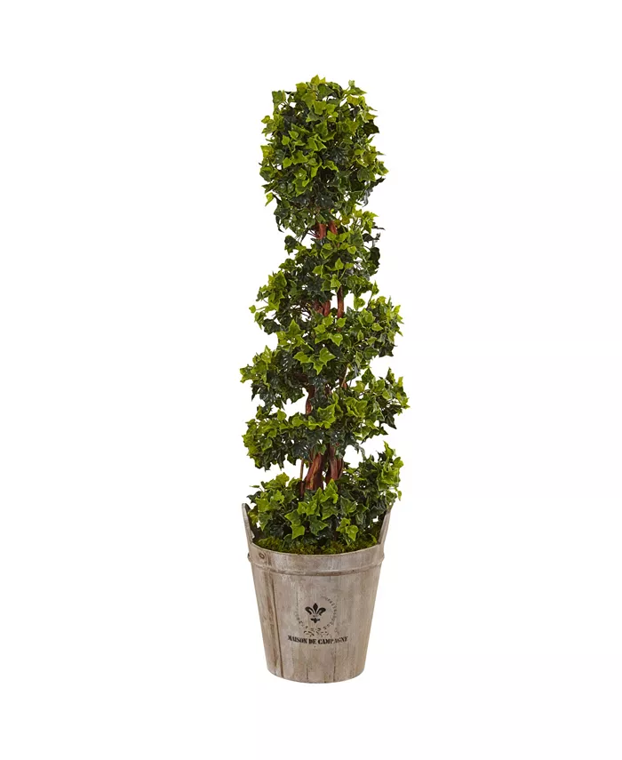 Nearly Natural 4' English Ivy UV-Resistant Indoor Outdoor Artificial Tree in Farmhouse Planter - Intensery