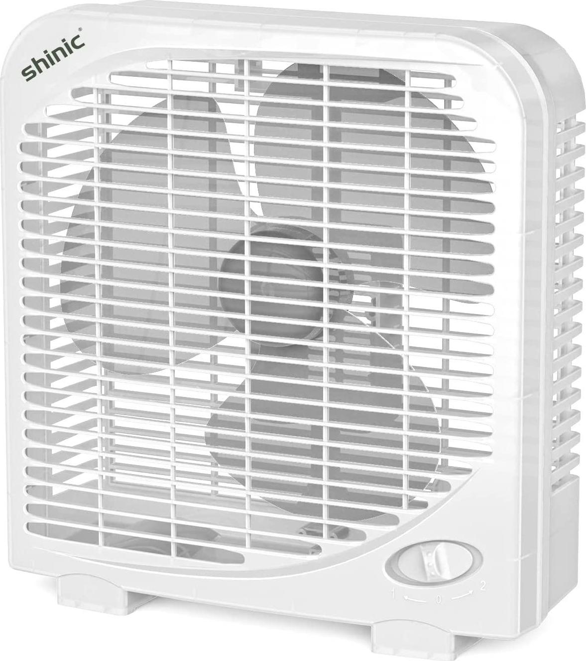 shinic Box Fan, 2 Speeds, 10 Inch Table Fan with Strong Airflow Cooling, Energy Efficient Small Box Fan, Air Circulation Portable Kitchen Exhaust Fan - Intensery