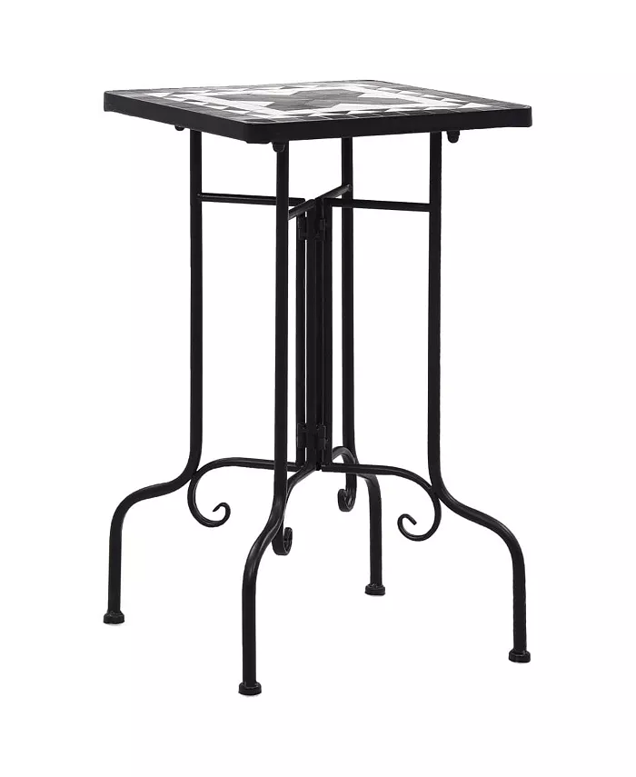 vidaXL Mosaic Side Table Black and White Ceramic - Intensery