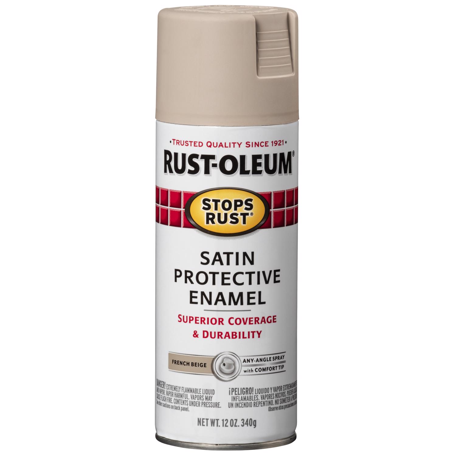 Rust-Oleum Stops Rust Satin French Beige Protective Enamel Spray Paint 12 oz - Intensery