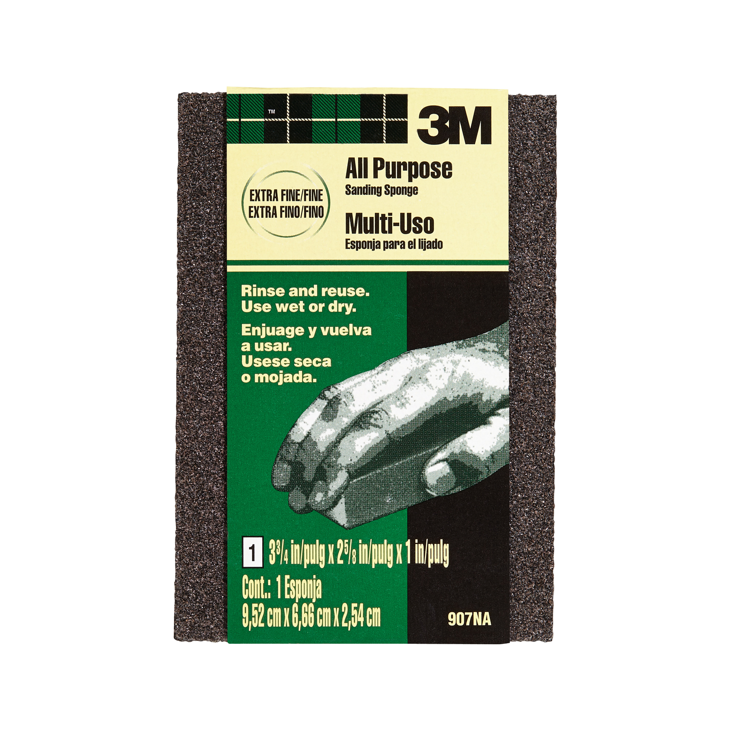 3M 3-3/4 in. L X 2-5/8 in. W X 1 in. Extra Fine/Fine Block Sanding Sponge - Intensery
