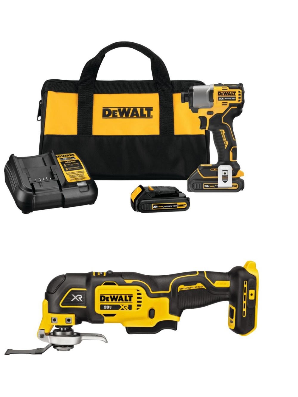 DEWALT 20V Max 1/4 Impact Driver and Oscillating Multi Tool Kit Bundle - Intensery