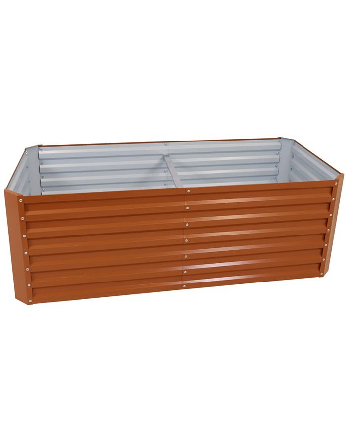 Sunnydaze Decor Galvalume Steel Rectangle Raised Garden Bed - Brown - 71 in - Intensery