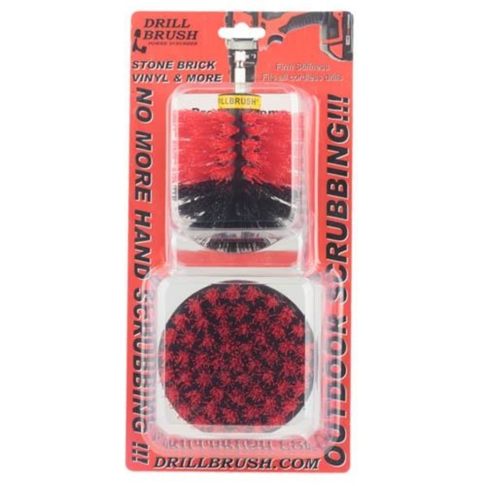 Drill Brush Outdoor and Patio Cleaning Kit Stiff Nylon Bristles， 2pc - Intensery