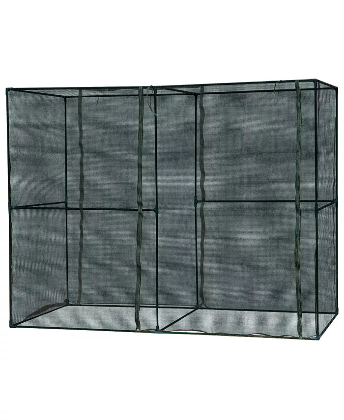 Outsunny Heavy Duty Outdoor Walk-in Crop Cage with Roll-Up Zipper Doors， Cover - Intensery