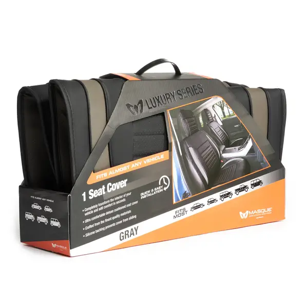 Masque 1-Pack Gray Ultimate Luxury Seat Cover - Intensery
