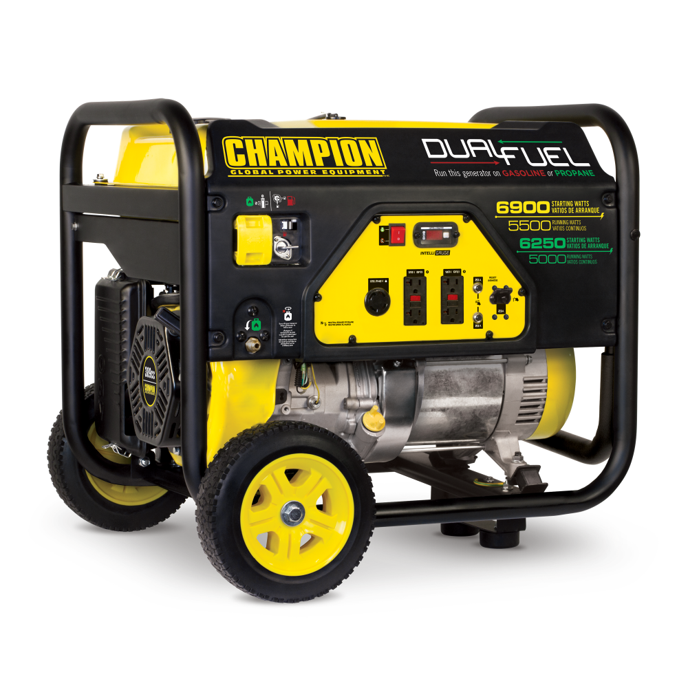 Champion 5500-Watt Dual Fuel Portable Generator with Wheel Kit - Intensery