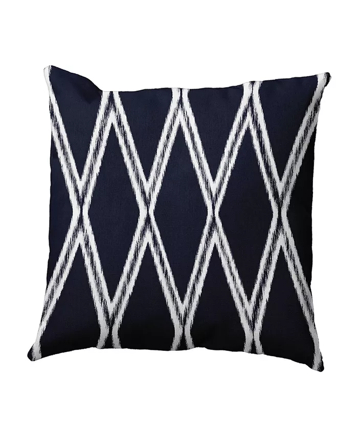 E by Design 16 Inch Blue Decorative Diamond Print Throw Pillow - Intensery