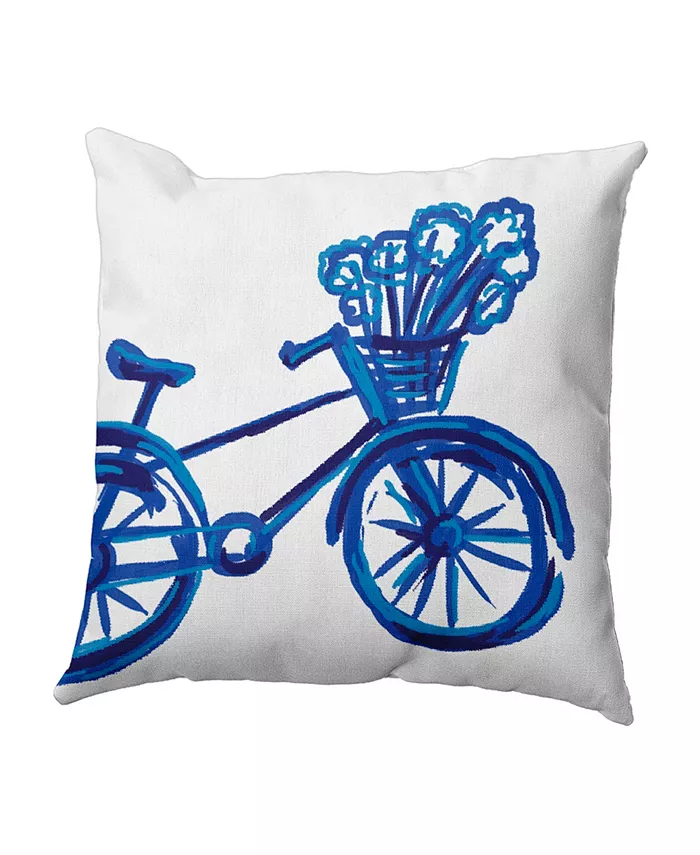 E by Design 16 Inch Royal Blue and Mid Blue Decorative Geometric Throw Pillow - Intensery