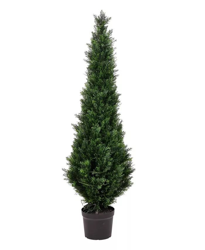 Vickerman 5' Artificial Potted Green Cedar Tree - Intensery