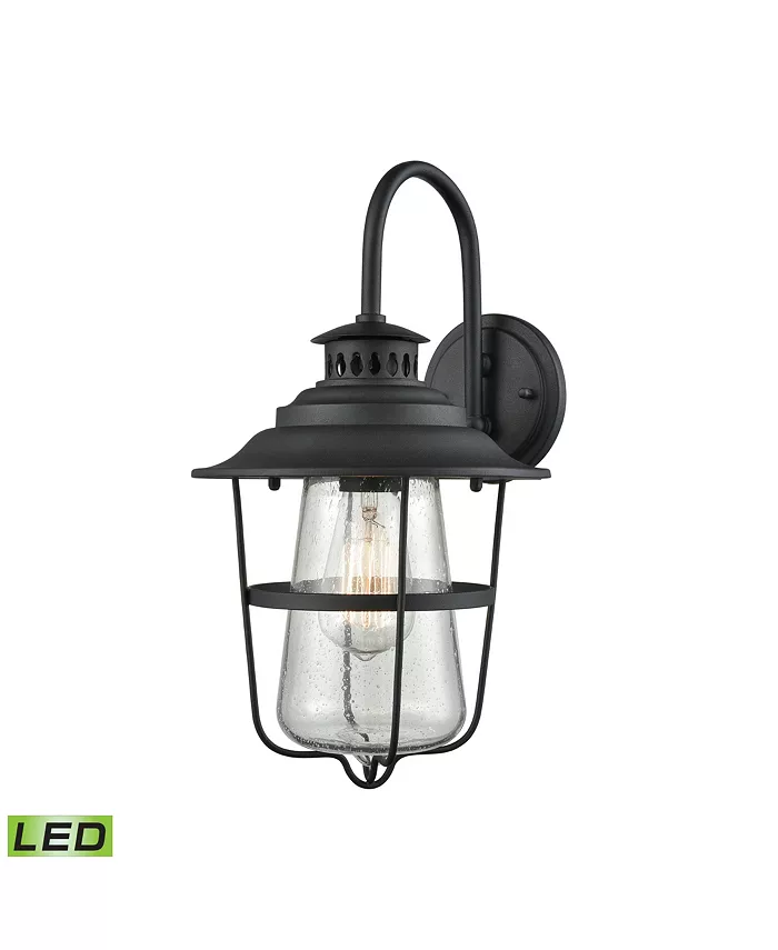 Macy's San Mateo 1 Light Outdoor Wall Sconce in Textured Matte Black with Clear Seedy Glass - Intensery