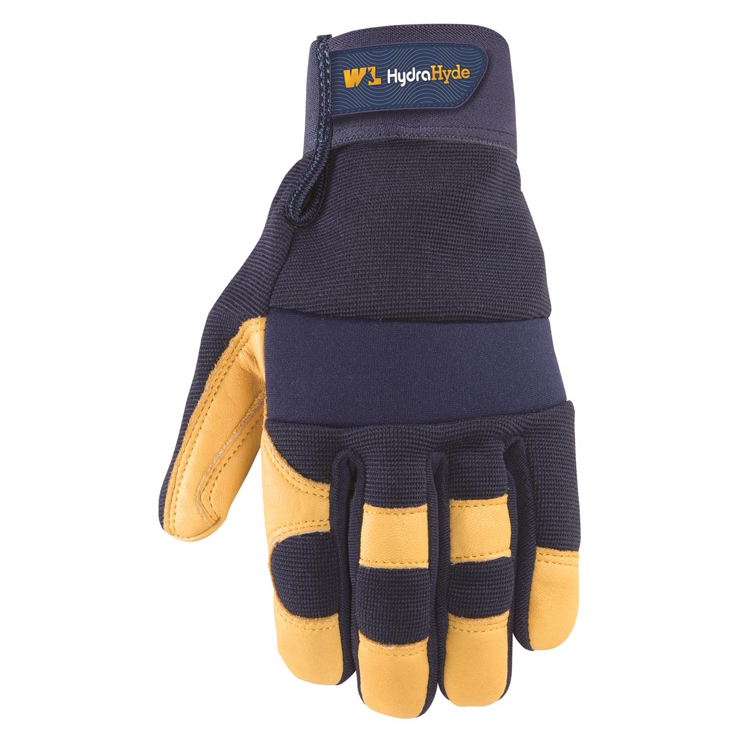 Wells Lamont HydraHyde Men\u0027s Water Resistant Work Gloves Blue/Yellow L 1 pair - Intensery