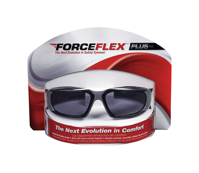 3M ForceFlex Streamlined/Wraparound Safety Glasses Gray Lens Black Frame 1 pc - Intensery