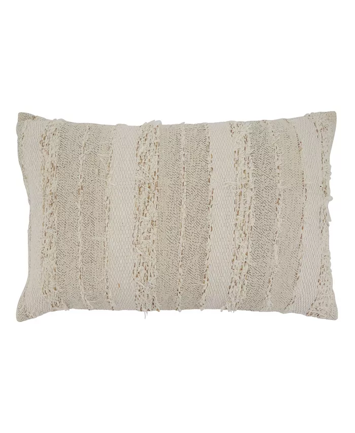 Saro Lifestyle Fringed Stripes Decorative Pillow， 16