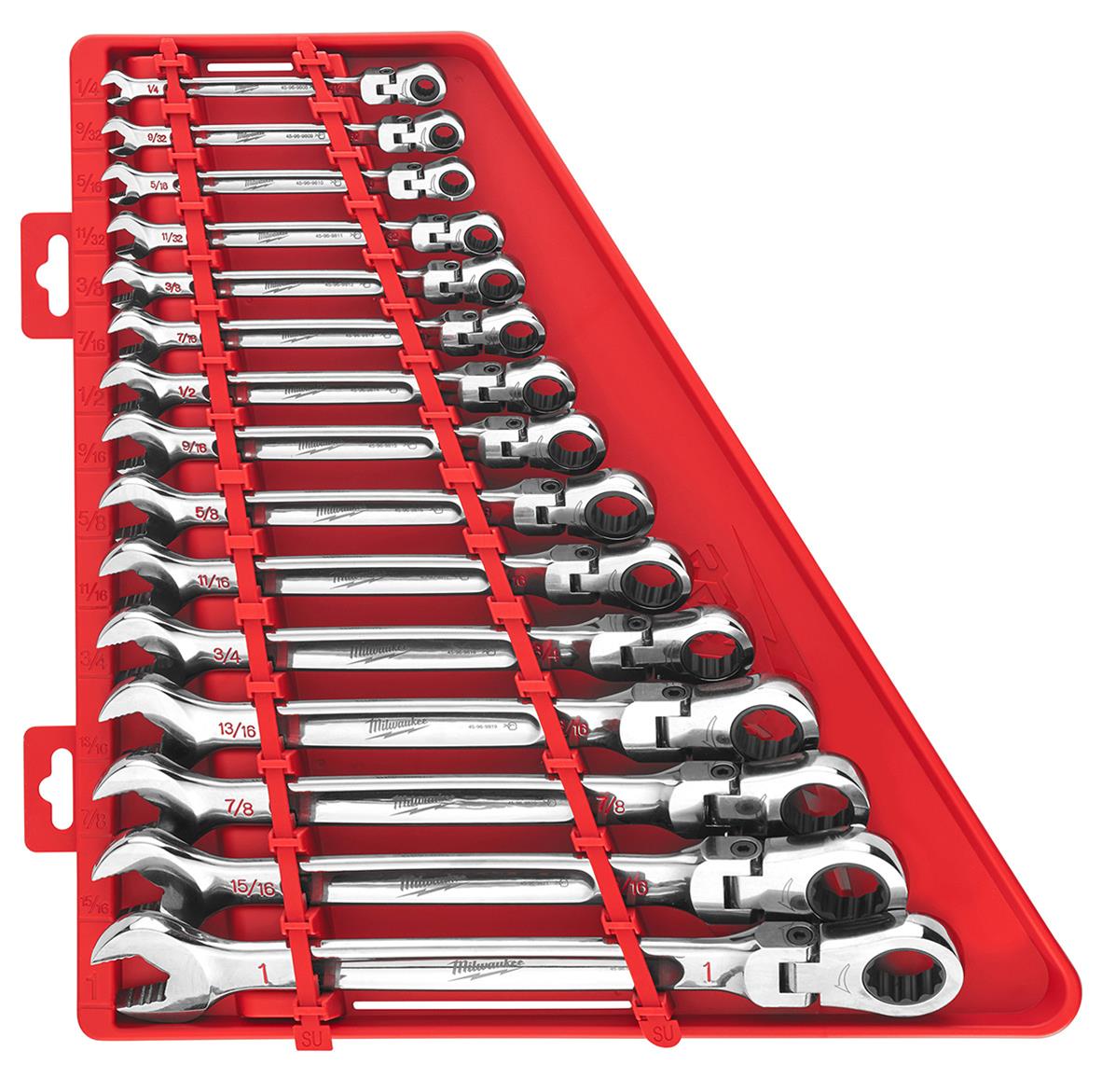 Milwaukee Tool 48-22-9413 Milwaukee 15-Piece Flex Head Ratcheting Combination Wrenches - Intensery