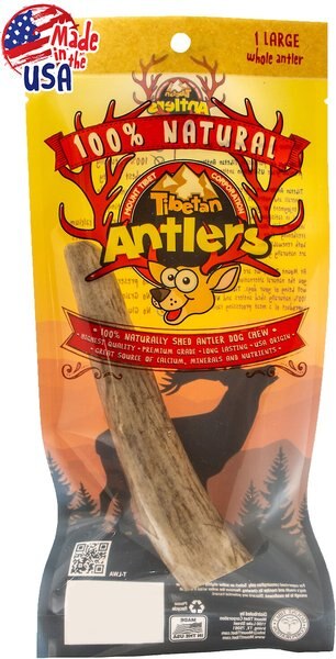 Tibetan Dog Chew Whole Antler Grain-Free Dog Treat， 1 count， Large - Intensery