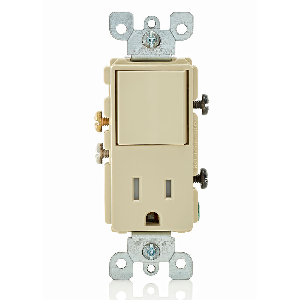 Leviton 15A Ivory Combination Decora Switch and Receptacle/Outlet - Intensery