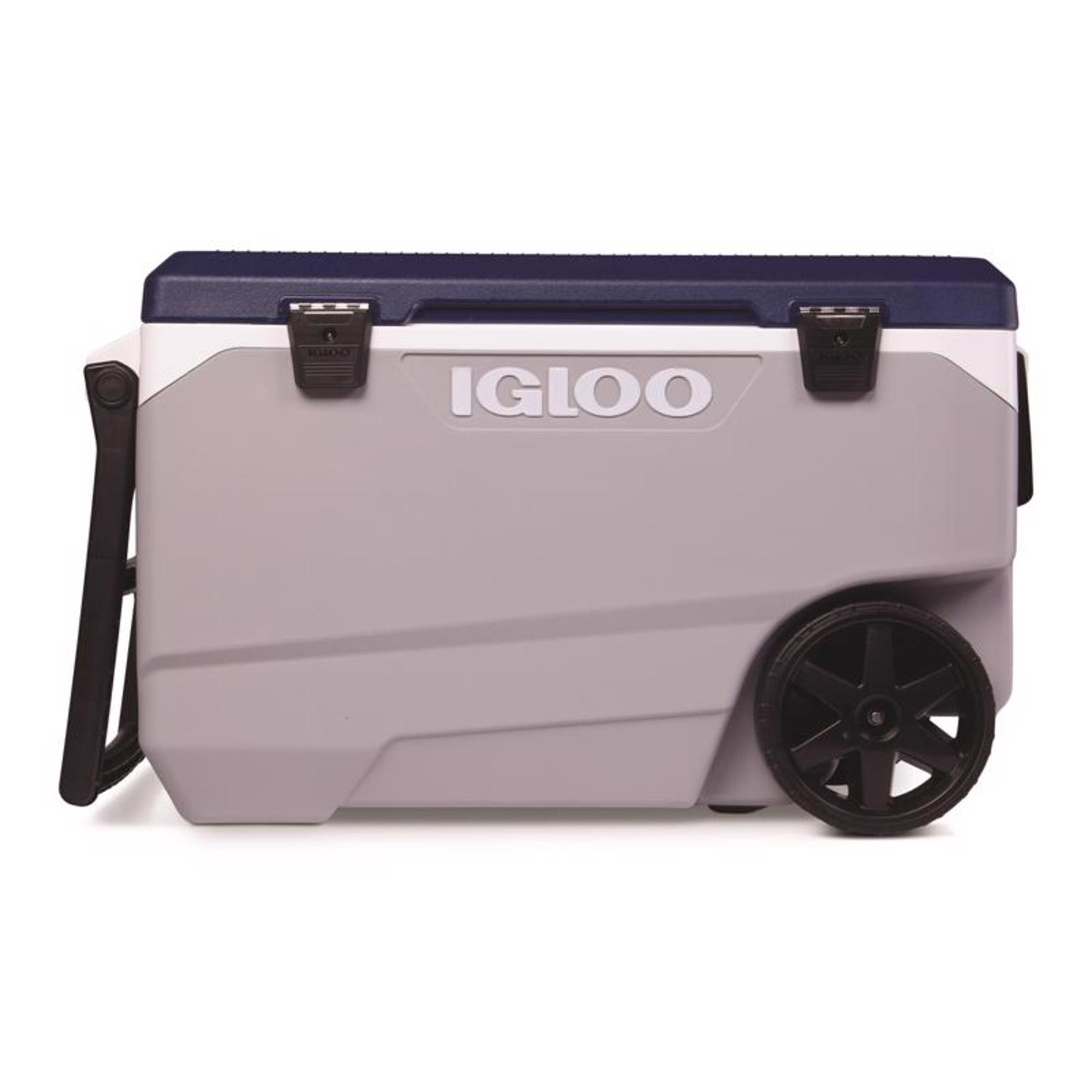 Igloo MaxCold Latitude Blue/Gray 90 qt Roller Cooler - Intensery