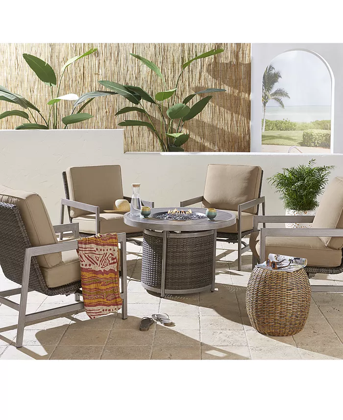 Agio Charleston Outdoor 5-Pc. Chat Set (1 Fire Pit 4 Rocker Chairs)， Created for Macy's - Intensery