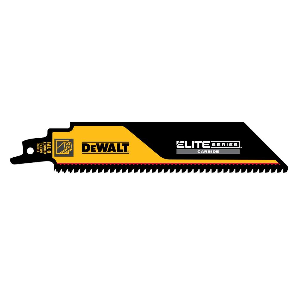DEWALT ELITE SERIES Reciprocating Saw Blade 1pk Carbide Tipped 6 8 TPI Metal Cutting - Intensery