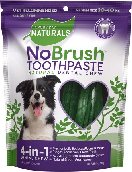Every Day Naturals NoBrush Toothpaste Medium Dog Treats， 14-oz bag - Intensery