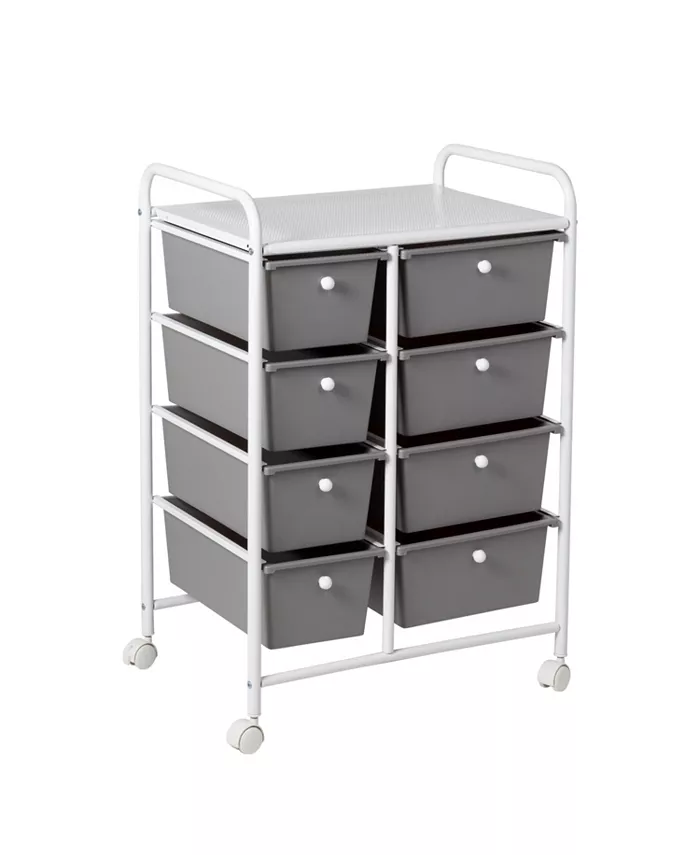 Honey Can Do Metal Rolling Cart with 8 Plastic Storage Drawers - Intensery