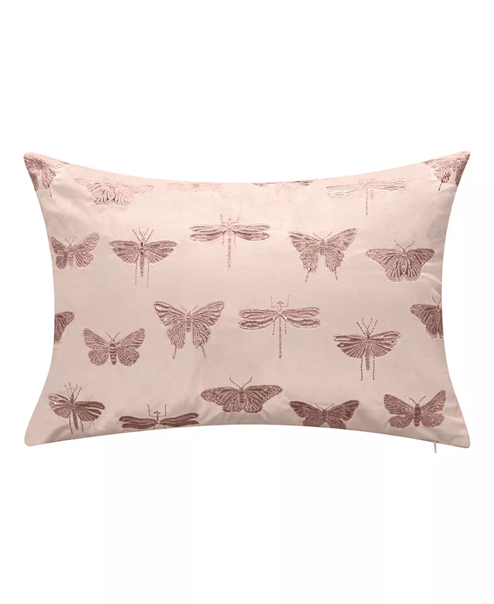 Edieoidered Butterflies and Moths Lumbar Decorative Pillow， 20x13 - Intensery