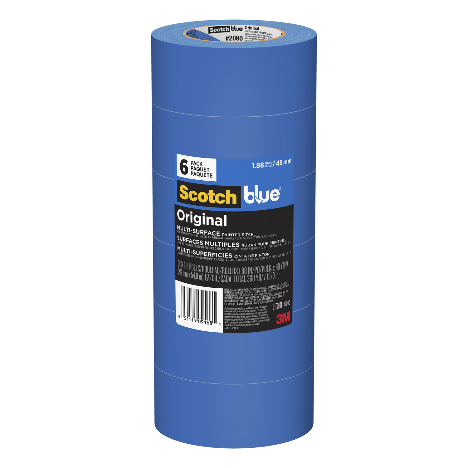 ScotchBlue 1.88 in. W X 60 yd L Blue Medium Strength Original Painter\u0027s Tape 6 pk - Intensery