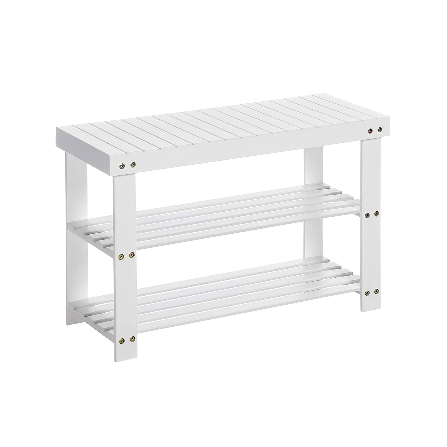 SONGMICS White 3-Tier Bamboo Shoe Storage Rack - Intensery
