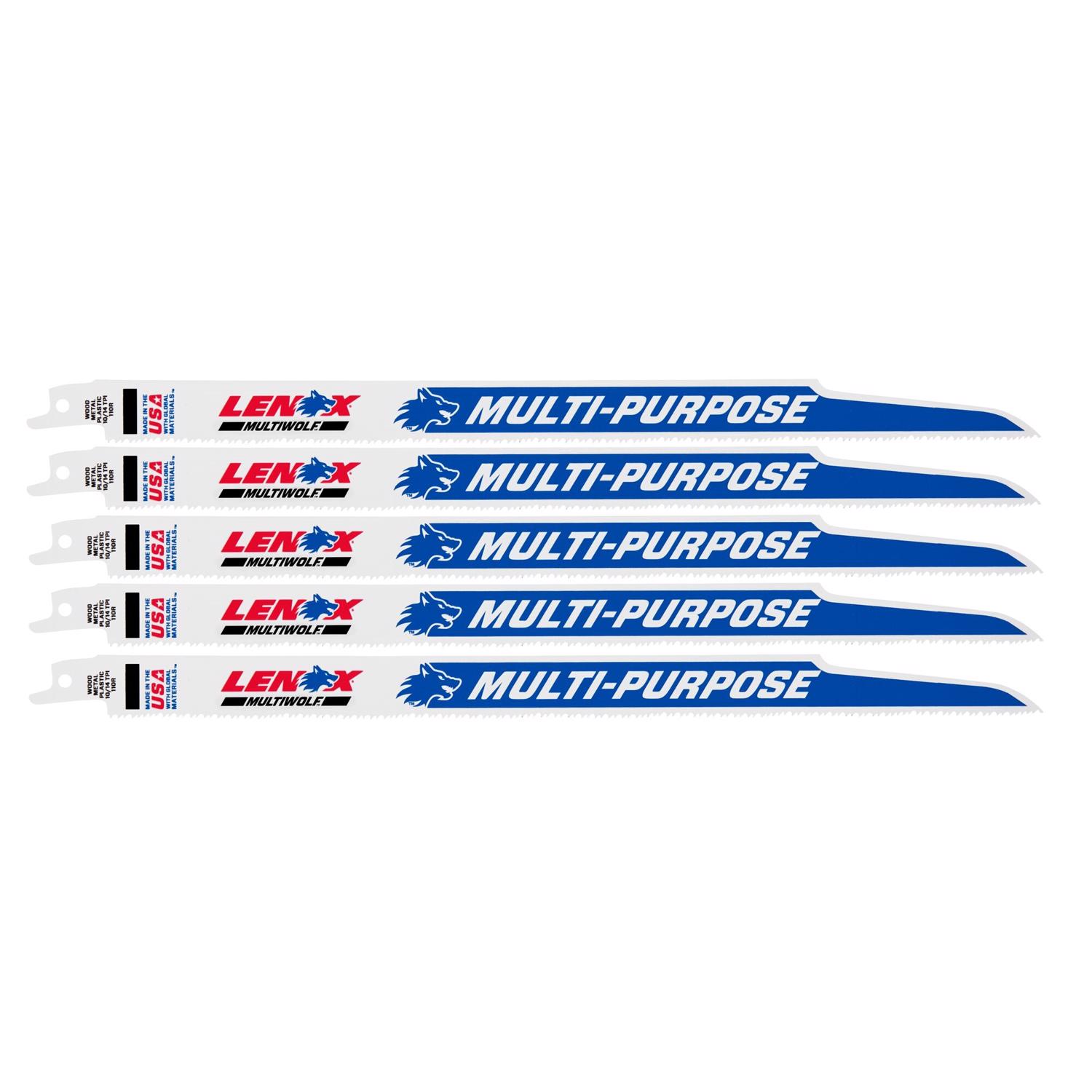 LENOX MULTIWOLF 12 in. Bi-Metal WAVE EDGE Reciprocating Saw Blade 10/14 TPI 5 pk - Intensery