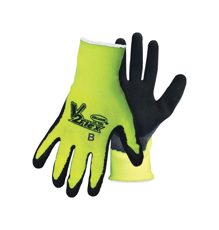 Boss V2 Flexi Grip Men\u0027s Indoor/Outdoor Hi-Viz Gloves Black/Green S 1 pair - Intensery