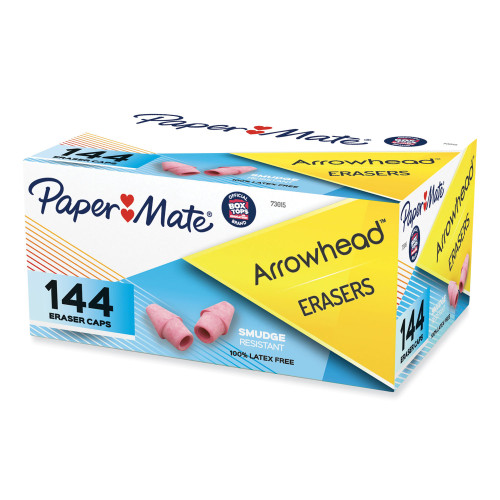 Paper Mate Arrowhead Eraser Caps， Pink， Elastomer， 144/Box (73015) - Intensery