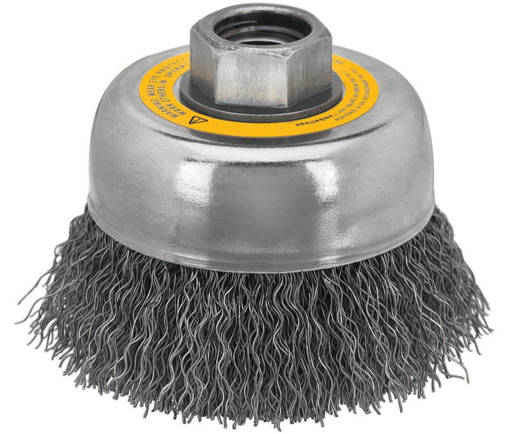 DEWALT 5 In. x 5/8 In. to 11 HP .014 Carbon Crimp Wire Cup Brush DW4922 from DEWALT - Intensery