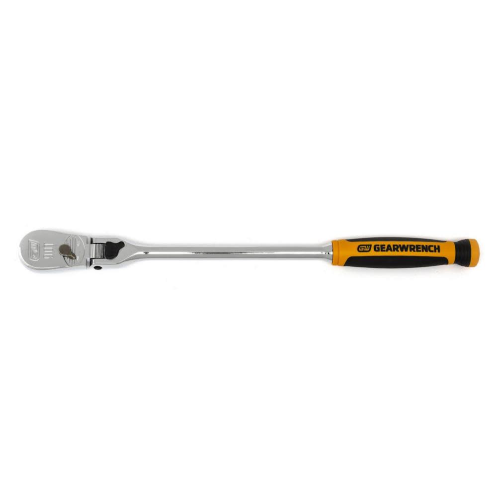 3/8 Drive 90-Tooth Dual Material Locking Flex Head Teardrop Ratchet 13 - Intensery