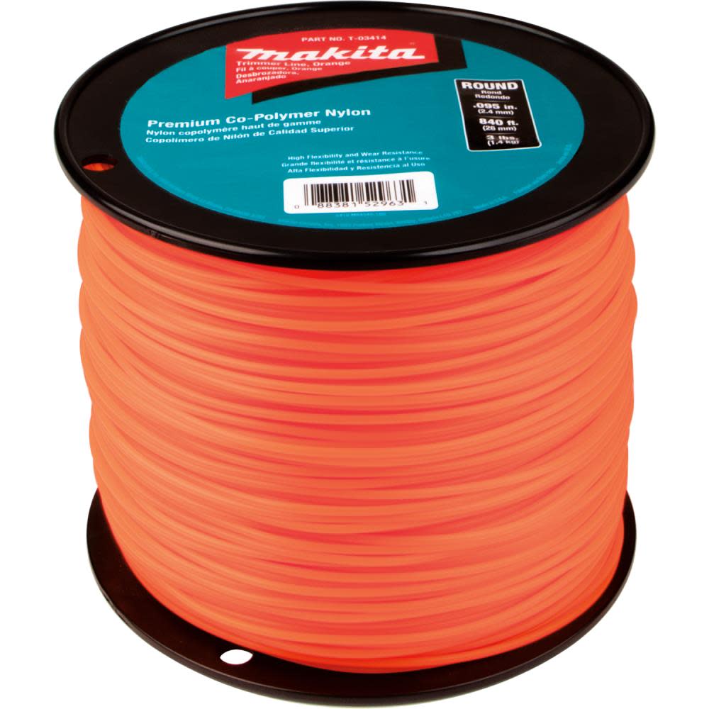 Round Trimmer Line， 0.095”， Orange， 840’， 3 lbs. - Intensery