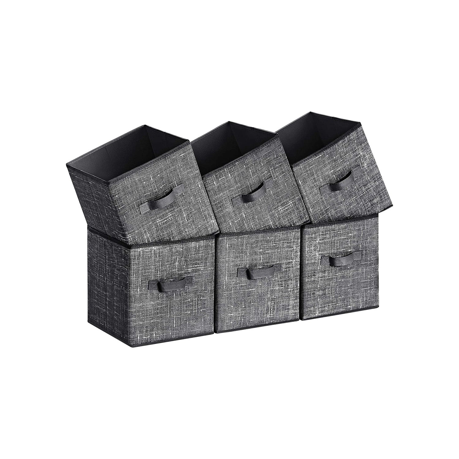 SONGMICS Set of 6 Non-Woven Fabric Bins with Double HandlesBlack - Intensery