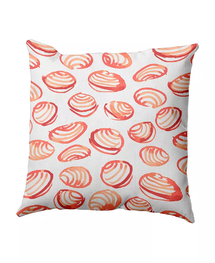 E by Design Clams 16 Inch Orange Decorative Coastal Throw Pillow - Intensery