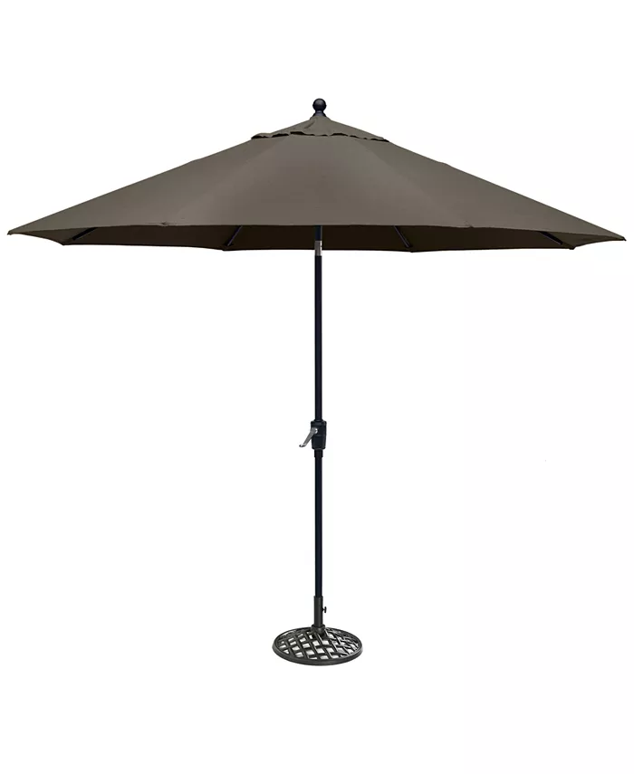 Agio Chateau Outdoor 11' Push Button Tilt Umbrella with Base with Outdoor Fabric， Created for Macy's - Intensery