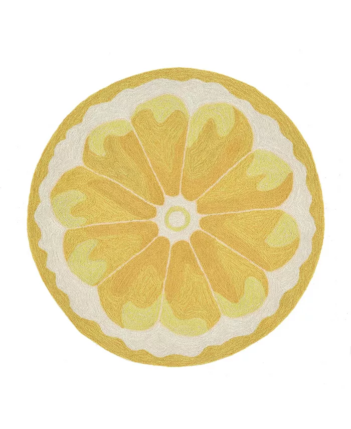Liora Manne' Frontporch Lemon Slice 3' x 3' Round Outdoor Area Rug - Intensery
