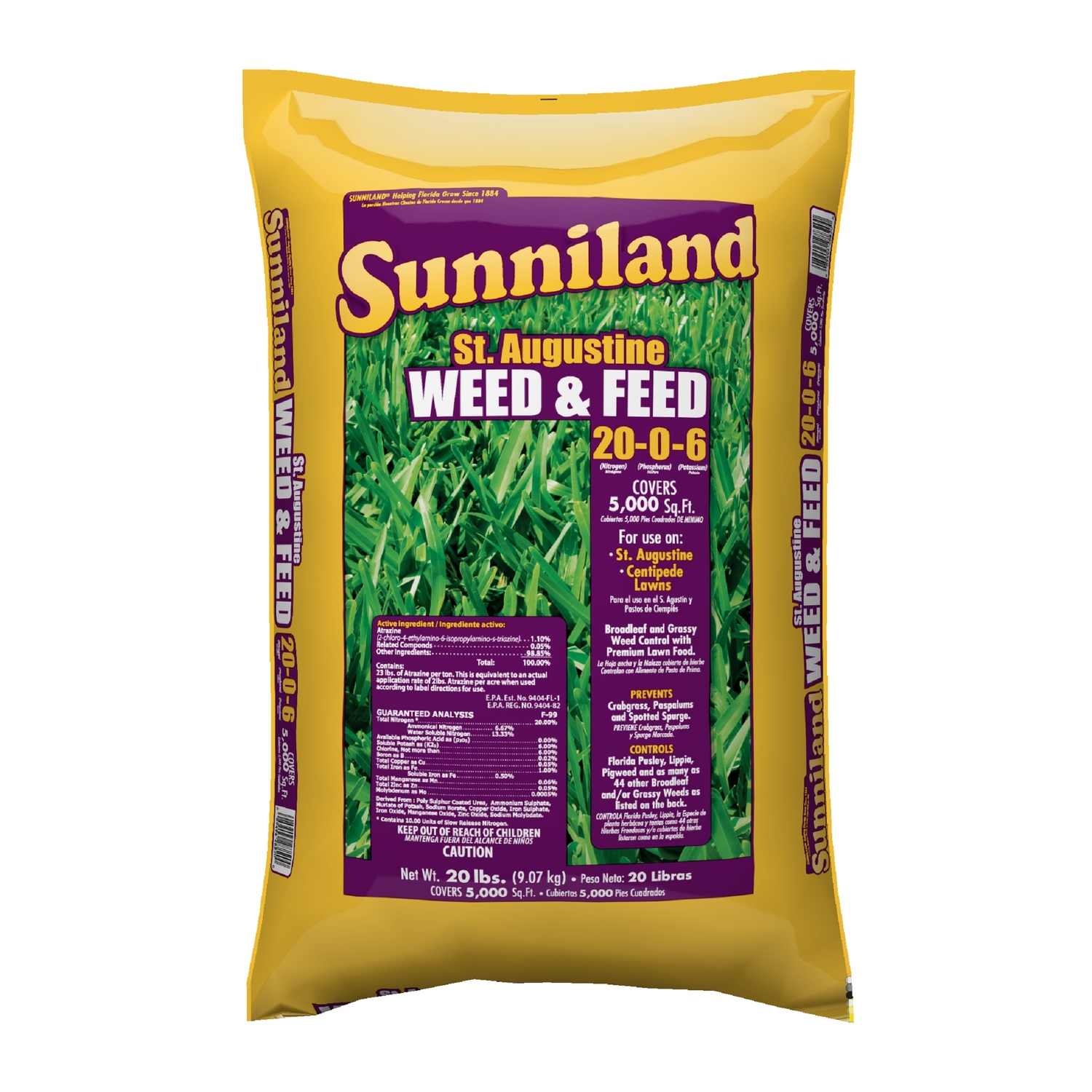 Sunniland St.Augustine Weed \u0026 Feed Lawn Fertilizer For St. Augustine Grass 5000 sq ft - Intensery