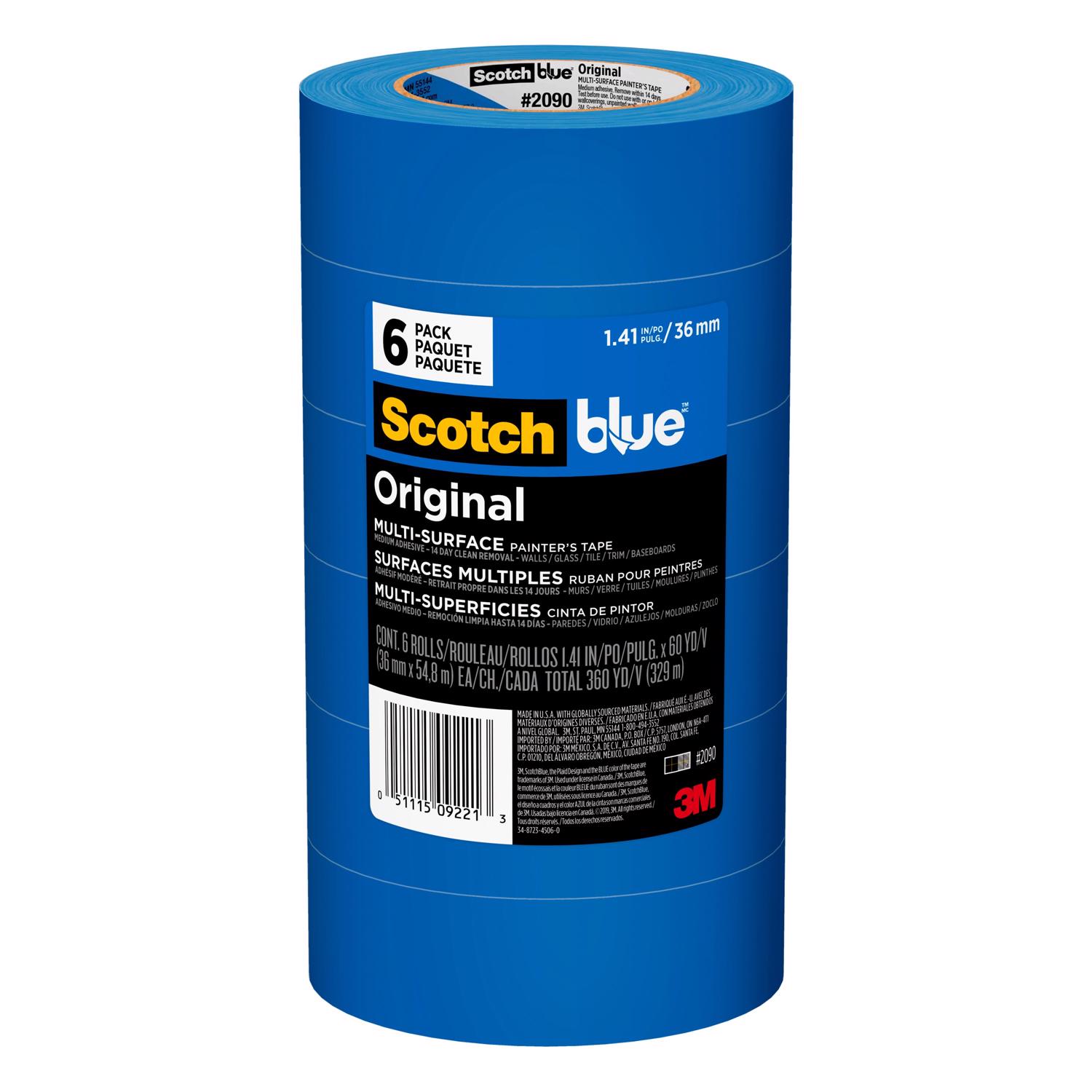 ScotchBlue 1.41 in. W X 60 yd L Blue Medium Strength Original Painter\u0027s Tape 6 pk - Intensery