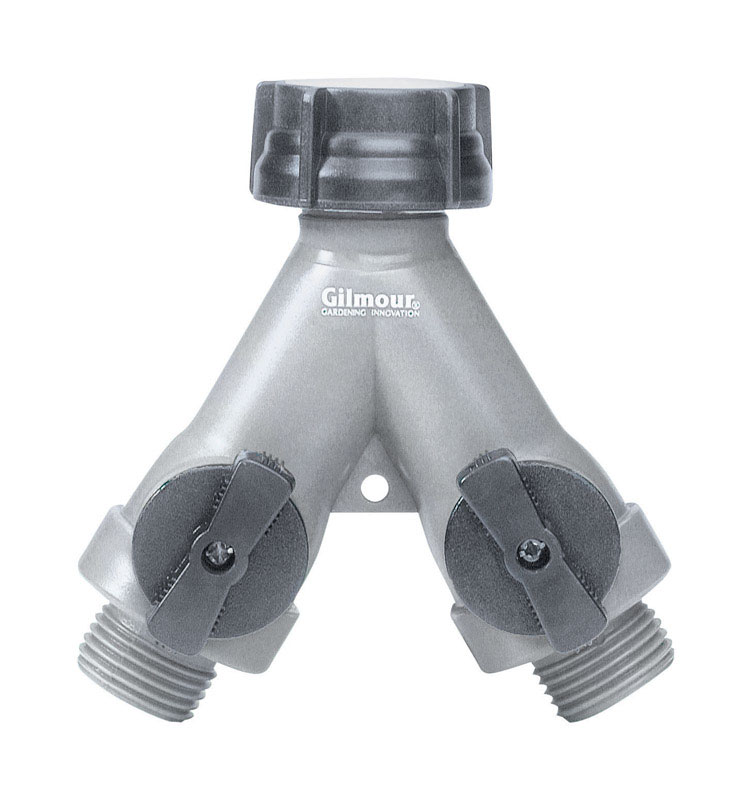 Gilmour Polymer Threaded Male Y-Hose Connector with Shut Offs - Intensery