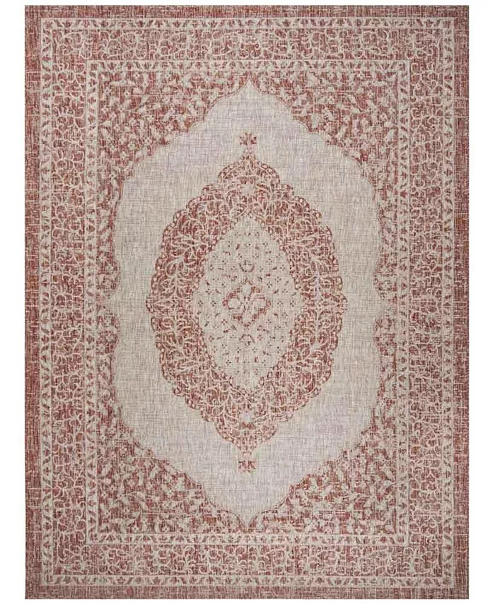 Safavieh Courtyard Light Beige and Terracotta 8' x 11' Sisal Weave Outdoor Area Rug - Intensery