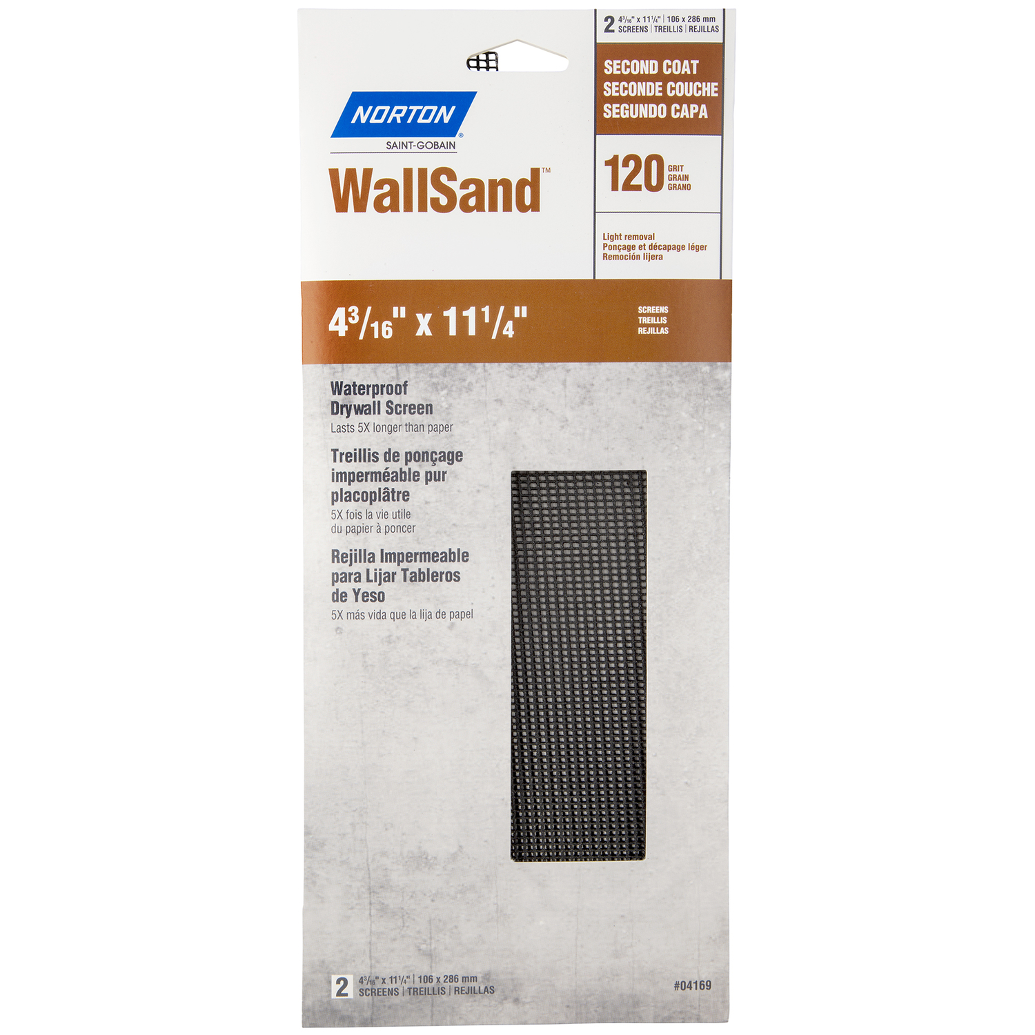 Norton WallSand 11-1/4 in. L X 4-3/16 in. W 120 Grit Silicon Carbide Drywall Sanding Screen 2 pk - Intensery