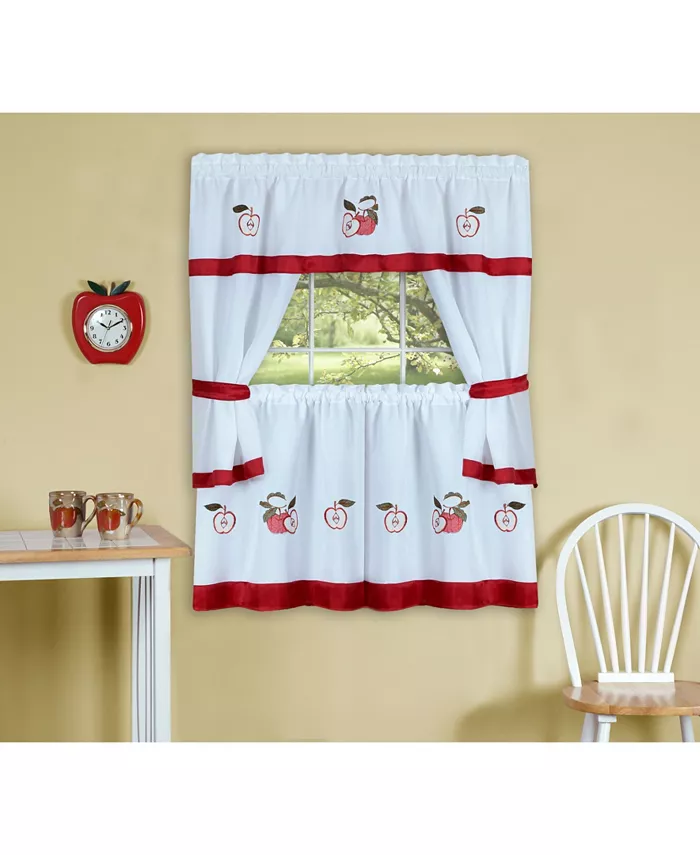 Achim Gala Embellished Cottage Window Curtain Set， 58x36 - Intensery