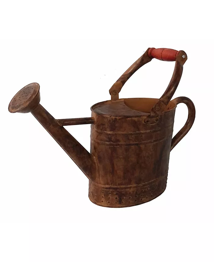 Gardener's Select Gardener Select Metal Oval Watering Can， Rusty Wooden Handle， 0.92 Gal - Intensery