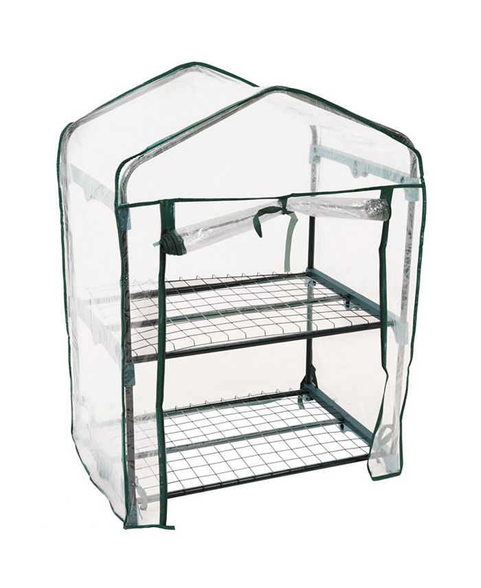 Sunnydaze Decor 2-Tier Steel PVC Cover Mini Greenhouse and Roll-Up Zipper - Clear - Intensery