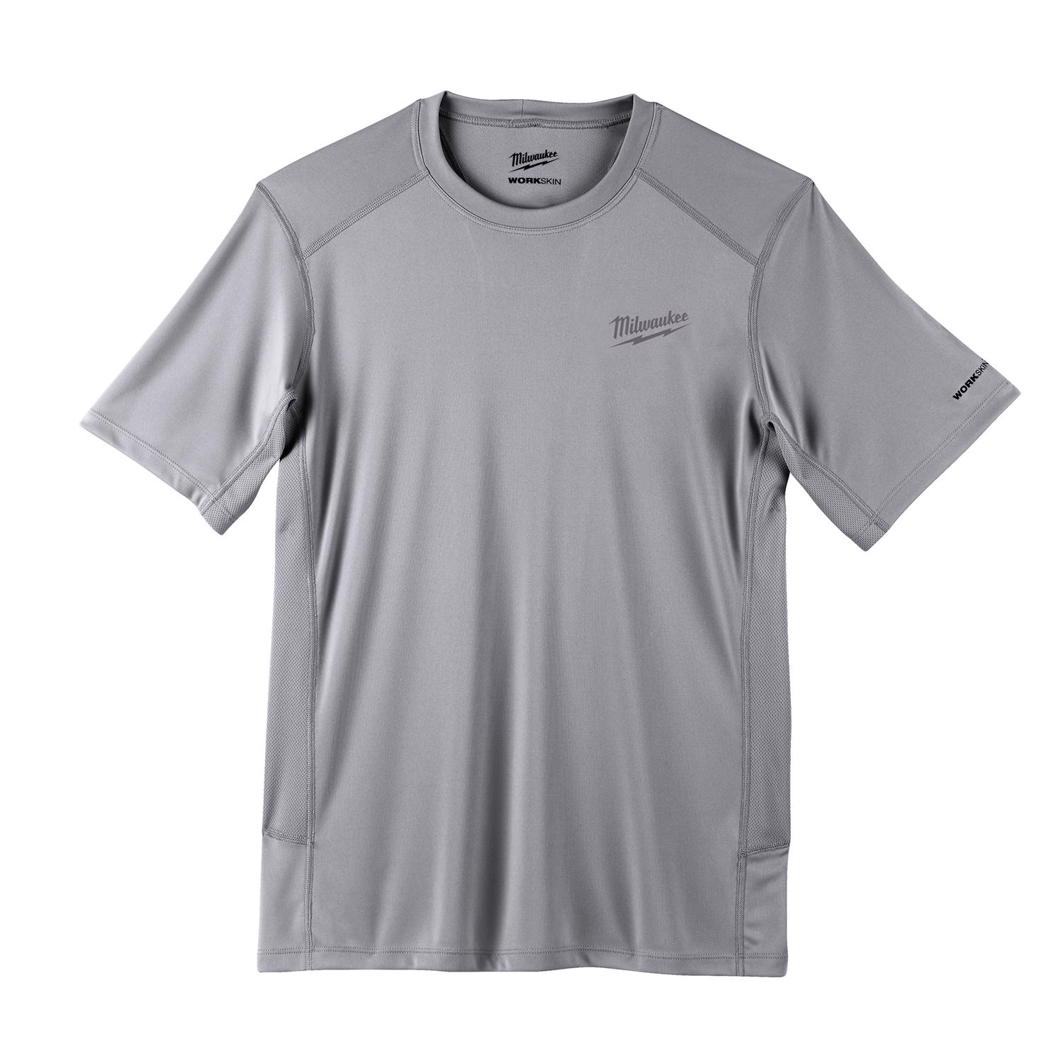 Milwaukee Workskin L Short Sleeve Men\u0027s Crew Neck Gray Lightweight Performance Tee Shirt - Intensery