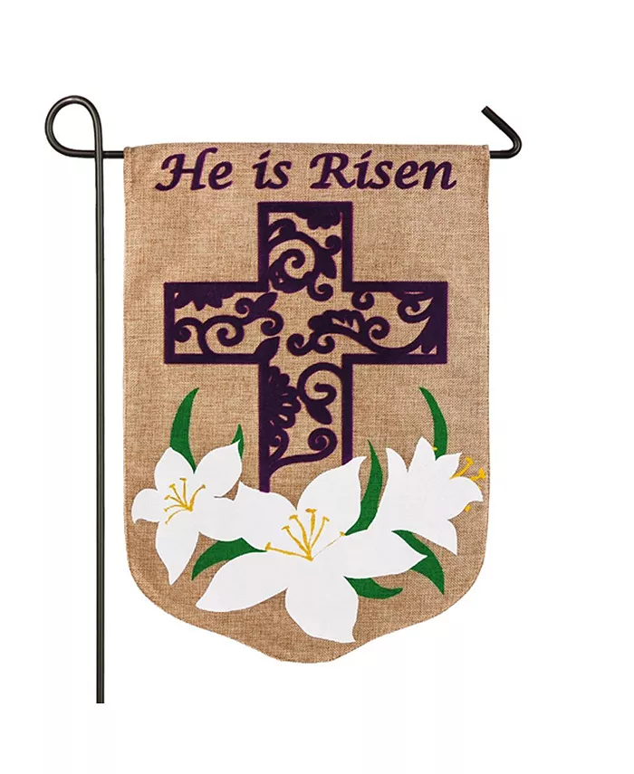 Evergreen Easter Lily Burlap Garden Flag， 12.5 x 18 inches - Intensery